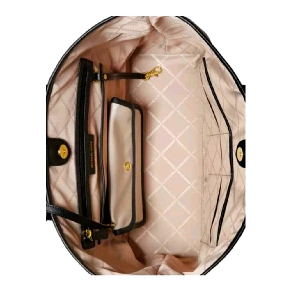Michael Kors Large Eva Tote Bag Nylon Light Sand Black - Picture 3 of 6